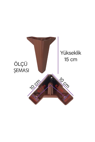 8 Adet Serdivan 15 Cm Ceviz Ahşap Desenli Lüx Mobilya Kanepe Sehpa Ünite Koltuk Ayağı Baza Ayak