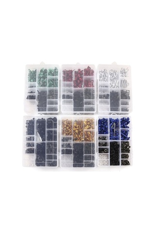 Pazly Motosiklet Gövdeleri İçin 223 Parça Renkli Montaj Cıvata Seti - Spor Motosikler İçin Uyumlu, Kolay Kurulum, Mavi-siyah Depolama Kutusu Siyah