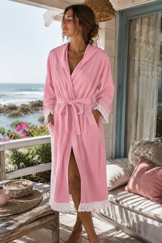 Aquatolıa Muslin Düz Desen Plaj, Sauna, Spa, Banyo Amaçlı Bornoz. Pembe