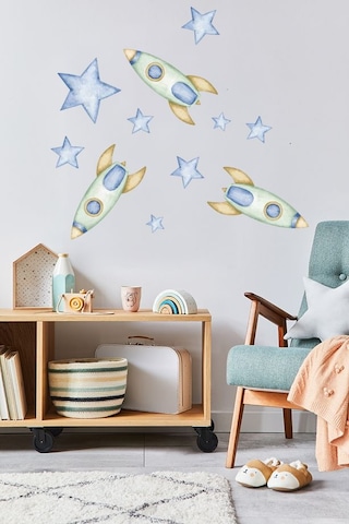 Yıldızlar Arası Temalı 20 Parça Çocuk Ve Bebek Odası Dekoratif Duvar Sticker Seti