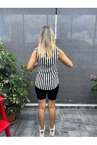 Çizgili Kadın Gömlek Bluz 001