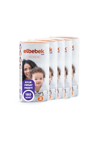 Elbebek Elite Bebek Bezi 3 Numara Midi Fırsat Paketi 180 Adet 5'li