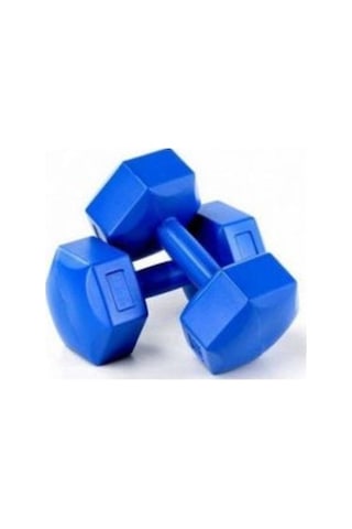 DPlastik Dambıl Ağırlık Seti 3 KG x 2 Adet Köşeli Mavi