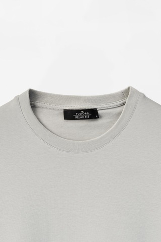 Tudors Unisex Relax Fit Rahat Kesim Yumuşak Dokulu Basic Bisiklet Yaka Gri Tişört-30835-Gri