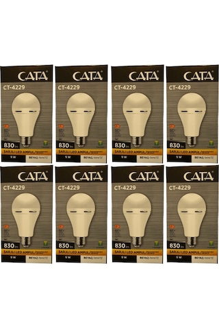 Cata Ct-4229 9w 6400k Beyaz Işık E27 Duylu Şarjlı Led Ampul 8 Adet