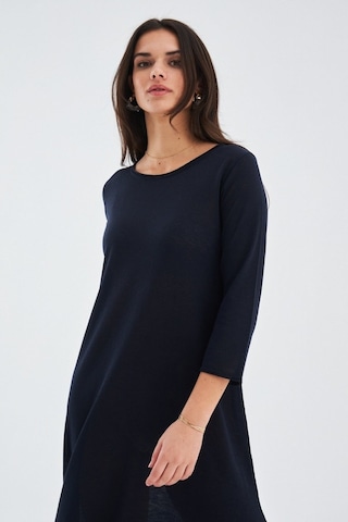 Peraluna Bol Ince Yazlık Şifonlu Kadın Triko Elbise Lacivert Lacivert