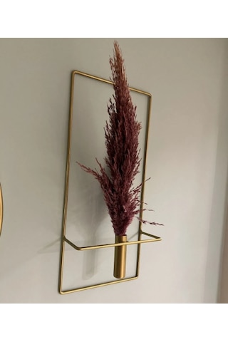 MetaQuartz Aksesuar 2'li Kare Gold Metal Çiçeklik , Modern Dekoratif Metal Çiçeklik