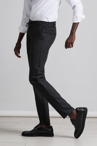 Perpant Slimfit Bitik Kareli Beli Lastikli Ve İplikli Kışlık Kumaş Jogger Pantolon Antrasit