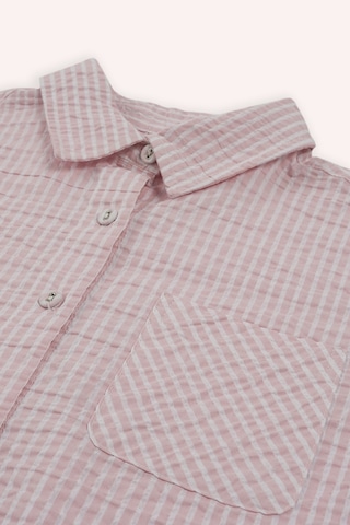 Panço Kız Çocuk Pembe Düğme Detaylı Gömlek