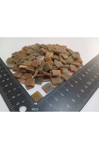 Açık Kahve Kare Vitray Cam Mozaik Taşı - Sanatsal Mozaik İçin Yaklaşık 10 X 10 Mm