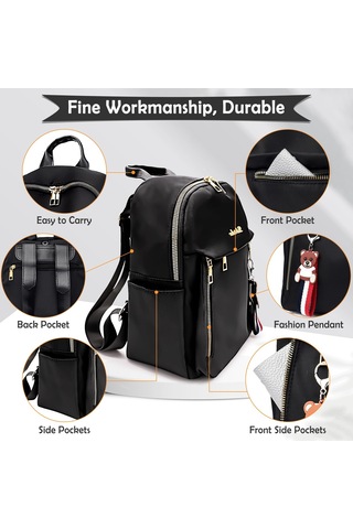 Kadın Sırt Çantası, Küçük Şehir Sırt Çantası, Gündelik, Siyah