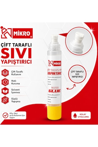 Mikro Çift Taraflı Sıvı Yapıştırıcı Güçlü Yapışma Hızlı Kuruyan Kağıt Karton Ahşap El İşi Tutkalı 1 Adet