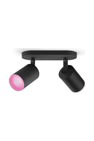 Philips Hue Fugato Çift Spot Renkli Akıllı Led Armatür, Siyah, 2x4.2w - 25.000 Saat Ampul Kullanım Ö Sku: Smg8690010191502