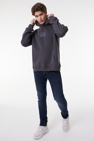 Lee Relaxed Fit Geniş Kesim Kapüşonlu Içi Polarlı Sırt Baskılı Antrasit Sweatshirt LM05RHON Siyah