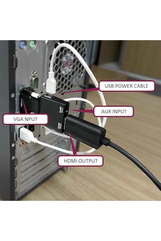 Vga To Hdmi Dönüştürücü Kablo + Ses Destekli Hdmı Mg-2170 (468082090)
