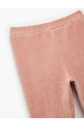Koton Beli Lastikli Uzun Kadife Tayt Pembe 7wkg40010ak Gül