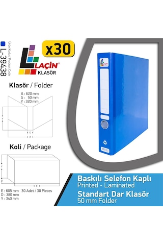 Laçin Klasör Selefonlu Dar 30 Adet 1 Koli