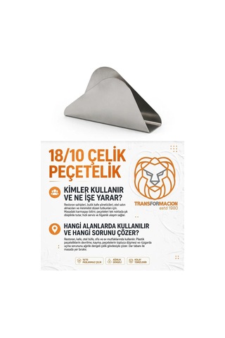 2 Li 18/10 Çelik Peçetelik Horeca Endüstriyel Metal Peçetelik Masaüstü Kafe Restoran Ev Tipi Peçete Tutucu 723505 Çok Renkli