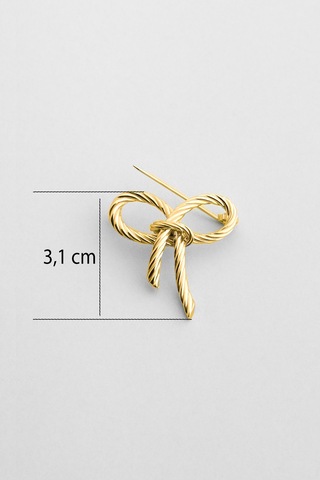 Kurdele 18 Ayar Sarı Altın Kaplama Gümüş Broş Sarı Altın Kaplama