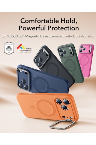 Esr Apple Uyumlu iPhone 17 Pro Max Stantlı ,cloud Soft Ve Kamera Kontrol Özellikli Manyetik Kılıf Turuncu Turuncu