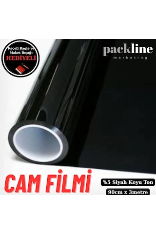 %05 Koyu Ton Siyah Cam Filmi Ev - Araba - Balkon - Ofis 90cm X 3metre