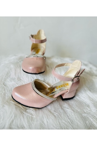 Gala Taş Detaylı Çocuk Topuklu Ayk. Pudra