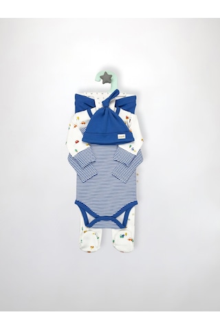 Sezgibaby Kale 4'lü Erkek Bebek Tulum Çoklu Set Mavi