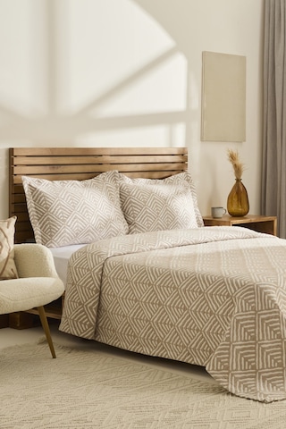 Kaşmir Home Space Çift Kişilik Yatak Örtüsü Takımı Bej Bej