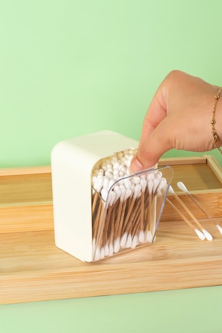 Porsima 3135 Doğal Ahşap Bambu Saplı Standlı Kulak Temizleme Çubuğu Seti- 180 Adet Renkli