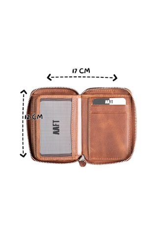 Mft Leather Hakiki Deri Unisex Fermuarlı Cüzdan Lotus 1616 Tiguan Taba