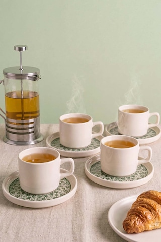 Timeless Green Stackable 4 Kişilik Çay Sunum Seti - 8 Parça Çok Renkli