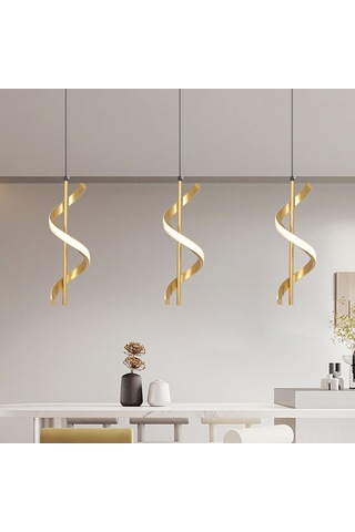 Symbee Gümüş Renkli Spiral Avize - Modern Mutfak/otel Dekorasyon Aydınlatma - 3 Işık Modu Beyaz/sıcak/neutral Altın