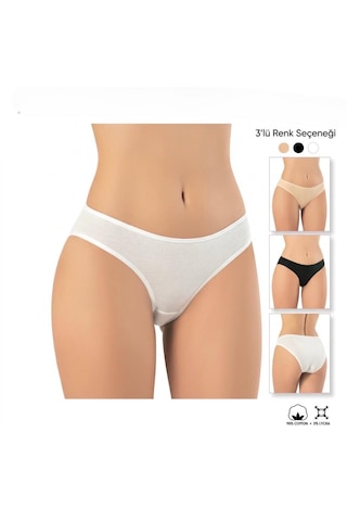 Perafit Kadın 6'lı Paket Pamuklu Likralı Esnek Bikini Külot Seti Siyah Beyaz Ten Rengi Şık Rahat Günlük İç Çamaşırı Çok Renkli
