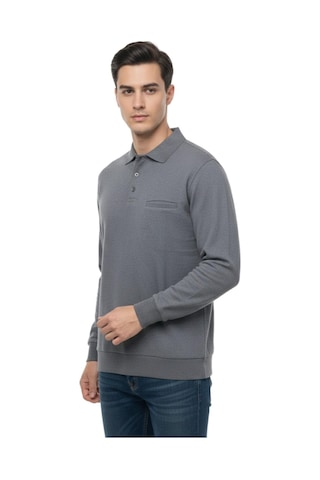 Baglan Erkek Büyük Beden Polo Yaka Cepli Selanik Sweatshirt Bgl-st04978 Gri