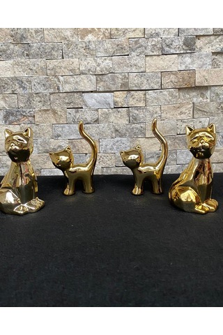 4'lü Kedi Köpek Hediyelik Dekoratif Obje