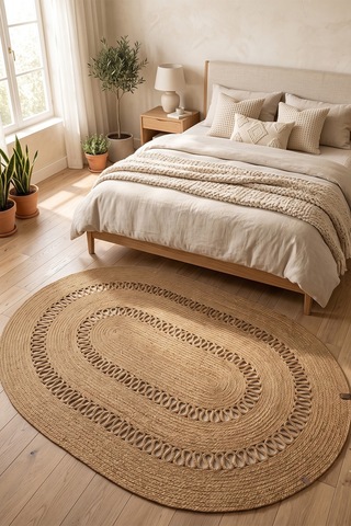 Jüt Hasır Oval Kilim Dekoratif Örgü Model Halı Salon Oturma Odası Mutfak Koridor Yatak Odası Banyo Balkon Yolluk Bohem Ev Dekoru 221hasırbambu