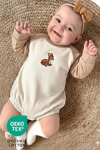 Luppinos Baby Deer Unisex 2li %100 Pamuk Nakışlı İki İplik Alt Üst Takım Bej - Camel