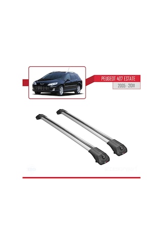 Peugeot 407 Estate 2005-2011 Arası İle Uyumlu Ace-1 Ara Atkı Tavan Barı Gri