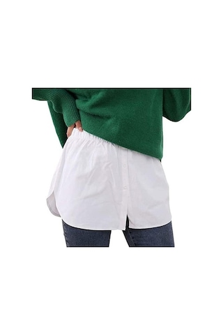 Fastbuy Gri Kadın Etek Gömlek - Mini Bölme, Genişletici Ekose Katmanlama, Ayarlanabilir Rahat Moda Gömlek Gri