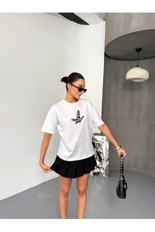 Valensdesign Kısa Kol Baskılı T-shirt - Beyaz