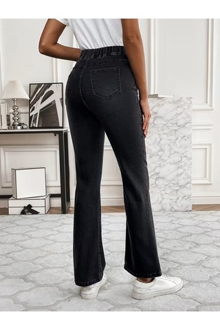 Bhrwear Kadın Beli Lastikli Paçaya Doğru Hafif Ispanyol Gelen Kot Pantolon Renkli