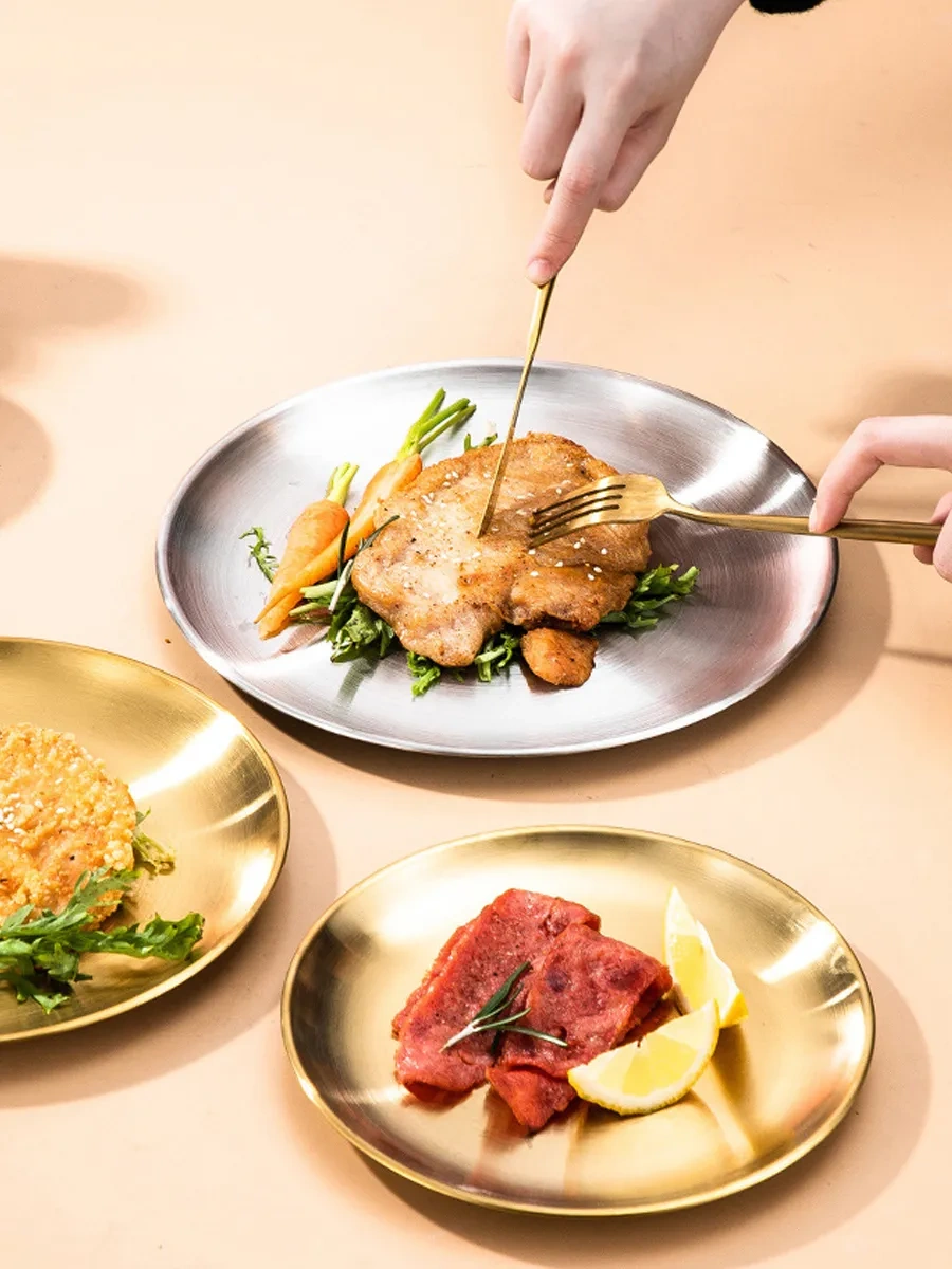 Lunext Yuvarlak Metal Servis Tepsisi Tabak 345700360 Gri