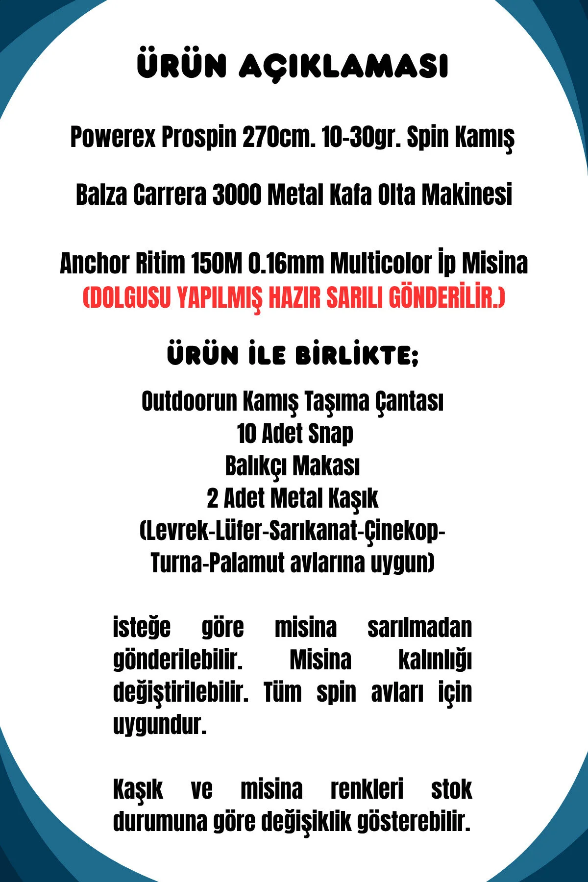 Powerex Prospin 270cm 10-30gr Balza Carera 3000 Metal Kafa Spin Olta Seti 1