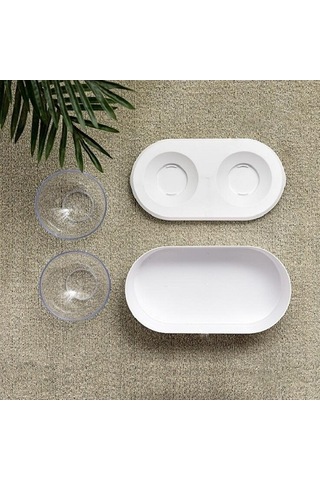 Dm Cbtx Şeffaf Hayvan Kasesi, Tahıl Saklama, Boyun Koruyucu Eğik Çiftli Kase Beyaz