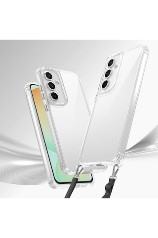 Zore Samsung Galaxy A55 Uyumlu Airbagli Takılabilir Askı Aparatlı Omsy Snap Silikon Kapak-şeffaf Şeffaf
