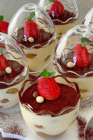 6 Adet Cam Tatlı Ve Magnolia Kasesi Yumurta Şeklinde Sunum Tabağı / Puding Kasesi