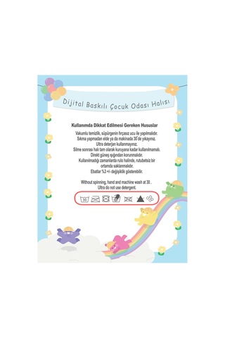 Dijital Baskılı Pamuk Tabanlı Çocuk Halısı Kaymaz, Yumuşak, Makinede Yıkanabilir Çok Renkli 795351248 Çok Renkli