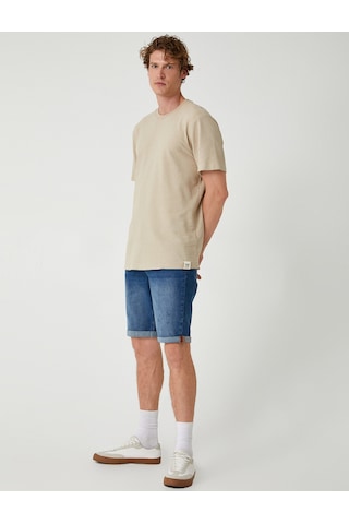 Koton Slim Fit Kot Şort Cep Detaylı Katlamalı Paça Pamuklu Orta İndigo 4sam40100nd İndigo