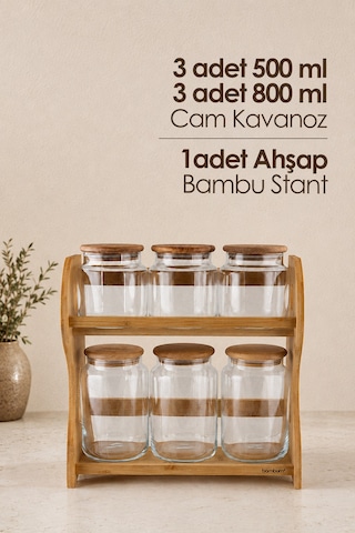 Bambum Bench Plus Standlı Saklama Set 7p Ahşap