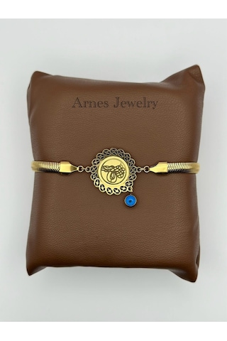 Arnes Jewelry Çelik İtalyan Ezmeli Tuğralı Bileklik Ar89 Gold